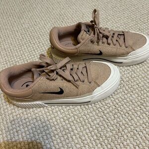 Women’s Nike Legacy Tan Sneakers with Black Swoosh size 7